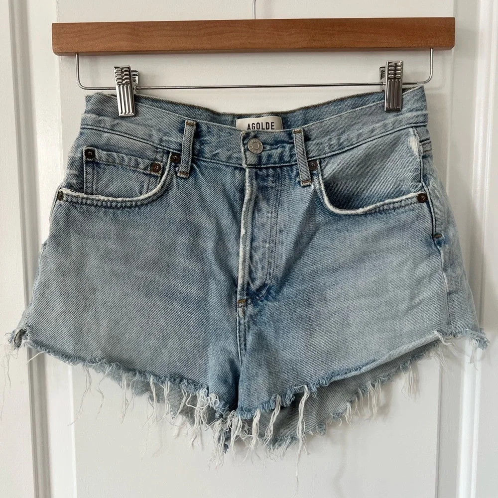 Agolde Parker Cut Off Distressed Hem Denim Shorts | Size 24